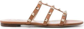Valentino Garavani Brown Rockstud Leather Sandals