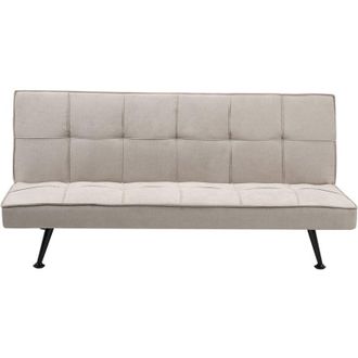 Beliani Beliani - Divano letto moderno in tessuto Poliestere senza bracci reclinabili convertibile in legno massiccio Beige Chiaro Hasle
