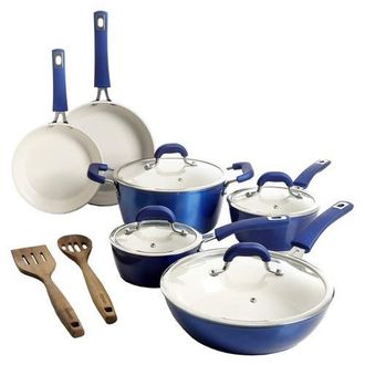 Kenmore Arlington 12 Piece Aluminum Ceramic Coated Nonstick Cookware Set in Blue at Nordstrom