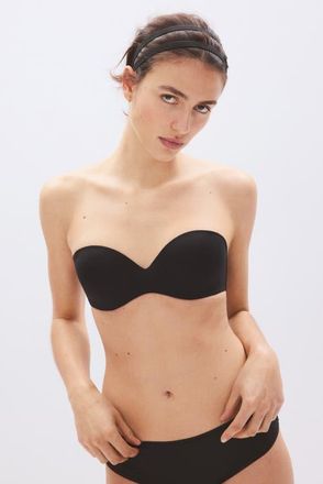 H&M Padded Microfibre Balconette Bra in Black at Nordstrom, Size 34A
