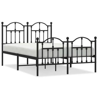 Berkfield Home Metal Bed Frame with Headboard & Footboard Black 120x200 cm | Size: Small Double