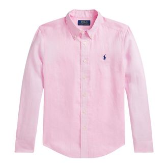 Ralph Lauren Casual Shirts, male, Pink, Size: S Long-Sleeve Linen Sport Shirt