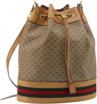 Gucci Pre-owned Vintage Bucket Shoulder Bag - Dames - Vintage Tas - Beige - ONE Size - Leer - Vintage