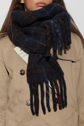 Burberry Wool Scarf, Unisex, Navy Blue