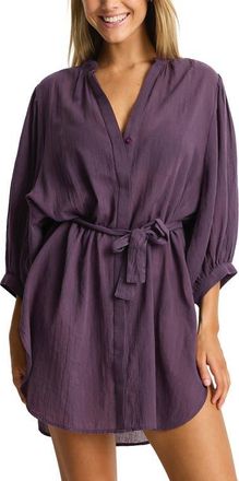 Sea Level Australia Boho Cover-Up Shirt in Blackberry at Nordstrom, Size X-Small
