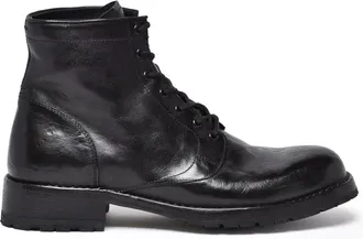 Ducanero Black Leather Lace-Up Ankle Boots