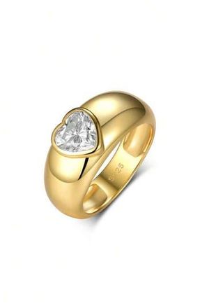 House of Frosted Heart Stone Signet Ring in Yellow Gold at Nordstrom Rack, Size 7