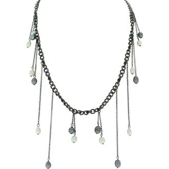 Olivia Welles Graduated Imitation Pearl Curb Chain Statement Necklace in Gunmetal /Grey /White at Nordstrom Rack