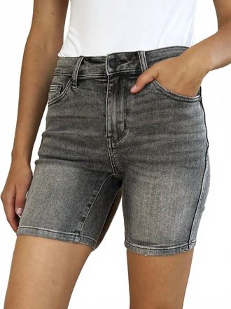 Judy Blue High Waist Washed Denim Shorts In Grey