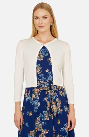 Yumi Diamante Button Cropped Cardigan in Ivory at Nordstrom, Size Medium