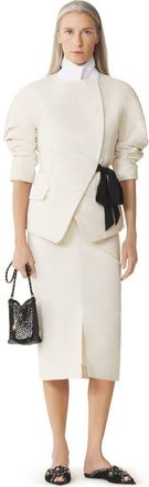 Lanvin White Belted Jacquard Jacket in Ecru at Nordstrom, Size 36