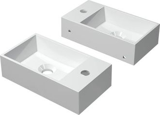 Bernacchini Contra Fontein - 40x22x10cm - wasbak links - 1 kraangat - polystone wit glans