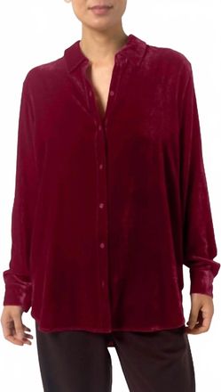 Eileen Fisher Velvet Classic Collar Shirt In Ruby