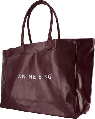 Anine Bing Womens Leo Tote Bag - Anine Bing Cotton Burgundy Totes-Shopping-Bags