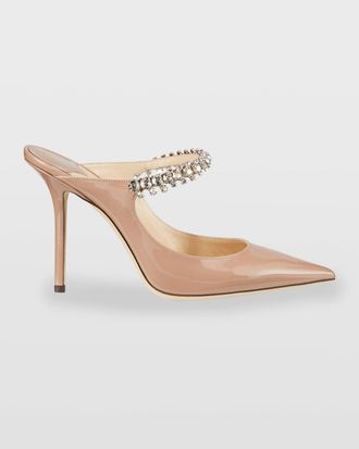 Jimmy Choo London Bing Patent Crystal-Strap High-Heel Pumps