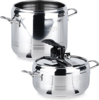 OEM 2 Ollas A Presi&oacute;n Orion Profi De Acero Inoxidable De 4+7 Litros