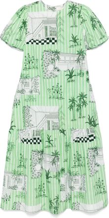 Verandah Abito midi con stampa grafica - Verde