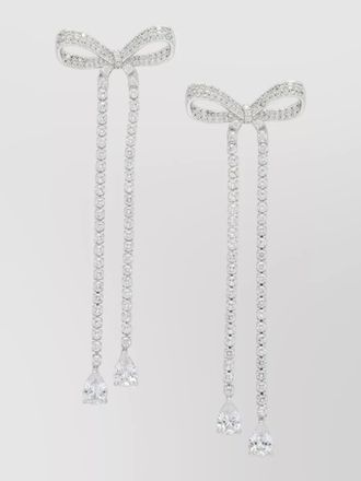 Self Portrait crystal bow dangle earrings