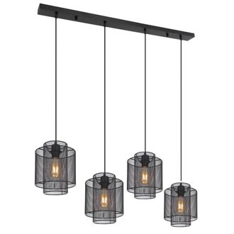 Netlighting Augustin Bar Pendant Ceiling Light Matt Black 4x E27