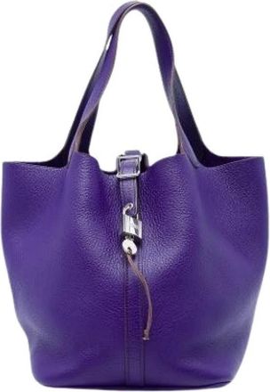 Herm&egrave;s Pre-owned Picotin 22 Bucket Bag - Dames - Vintage Tas - Paars - ONE Size - Vintage