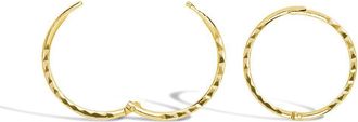 Jewelco London 9ct Gold Diamond Cut Hinged Sleeper 1mm Hoop Earrings 12mm