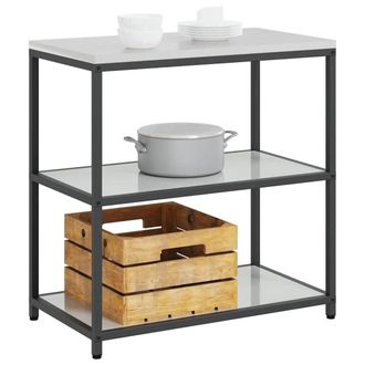 Berkfield Home Kitchen Storage Shelf with Storage Silver Galvanised steel