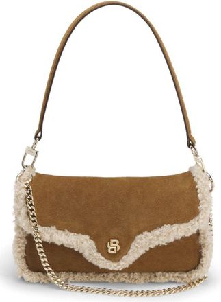 BOSS Shoulder bag with faux fur trim