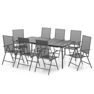 Berkfield Home 9 Piece Garden Dining Set Anthracite Steel in Black