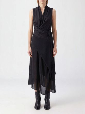 Maison Margiela Abito midi asimmetrico in viscosa con vita drappeggiata