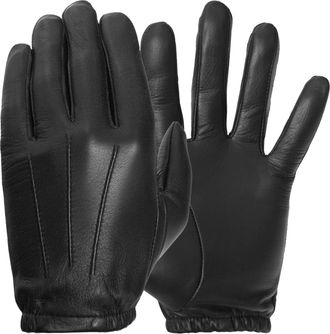 Pratt and Hart Guardia Mens Leather Police Gloves for Law Enforcement Officers, Shooting, and Driving (Black) Sheepskin, Black, Medium