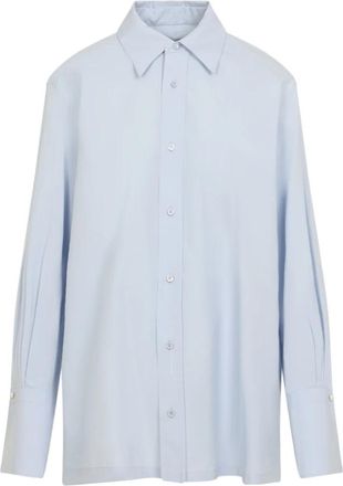 Carven Cotton Poplin Shirt - Dames - Overhemden - Blauw - S - Katoen - Overhemden