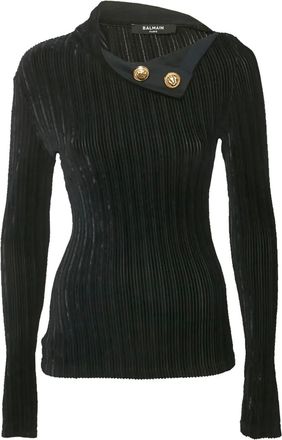 Balmain Geplooide top met textuur - Zwart