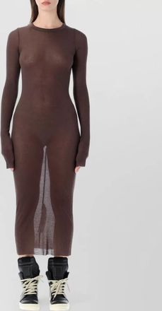 Rick Owens silk ribbed long-sleeve midi dress