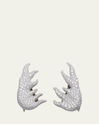 Verdura Platinum and Diamond Sea Foam Earclips