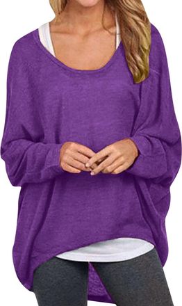 Generic Ladies Jumpers Size 20 Womens Batwing Sleeve Pullover Tops Off Shoulder Loose Oversized Baggy Sweater Shirts Casual T Shirt Blouses Clothing Ladies Ju