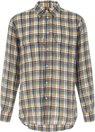 Dsquared2 Canadian Vintage Plaid Linen Shirt - Heren - Casual Overhemden - Veelkleurig - L - Linnen - Overhemden