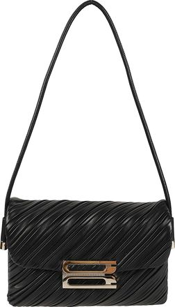 Victoria Beckham Soft Dorian Diagonal Pleated Calf Leather Shoulder Bag