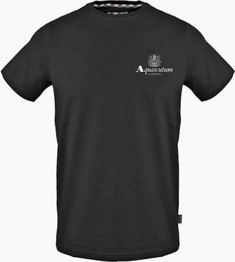 Aquascutum Mens Crew Neck Short Sleeve Regular Fit T-Shirt - Black - Size: 2X large