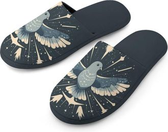 Generic Pigeon Warm Mens Slippers Slip On Soft Fleece House Shoes Winter Indoor Outdoor