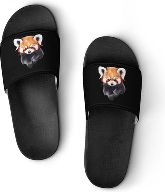 Generic Cute Red Panda Watercolor Shower Shoes Slipper for Women Men Beach Slippers Quick Drying Non Slip Open-Toe Sandals