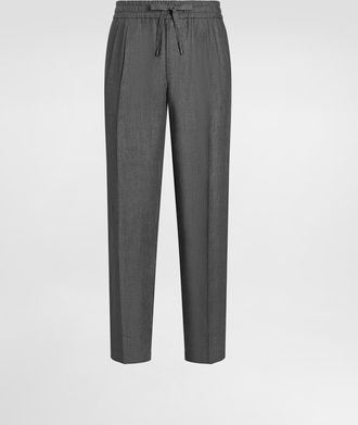 Dolce & Gabbana Washed Linen Canvas Jogging Trousers - Man Pants And Shorts Grey 46