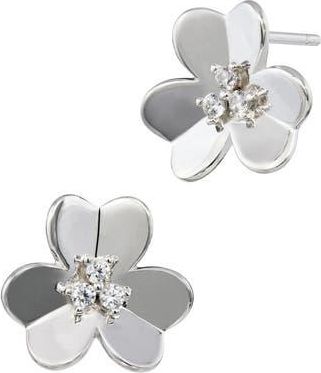 Savvy Cie Jewels Clover Cubic Zirconia Stud Earrings in White at Nordstrom Rack