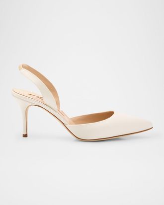 Manolo Blahnik 70mm Carolyne Satin Slingback Pumps