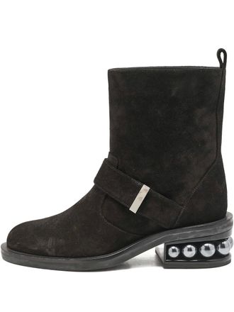 Nicholas Kirkwood Stivali con fibbia e perle - Nero