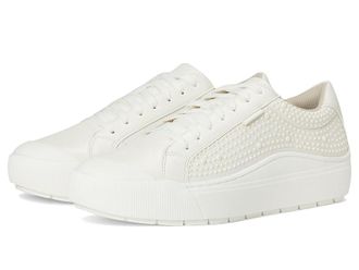 Dr. Scholls Time Lace-Up Shoes Womens Flat Shoes White Pearls : 6 M, Faux Leather