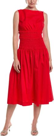 Anne Klein Petite Smocked Boat Neck Midi Dress