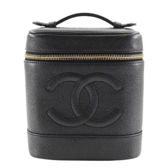 Chanel Pre-owned Vanity Caviar Skin Pouch - Dames - Pre-owned - Zwart - Maat: ONE Size Leer