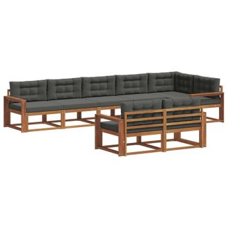 vidaXL Conjunto De Sof&aacute;s De Exterior 8 Pcs Natural Y Antracita Vidaxl