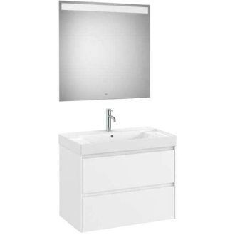 Roca Mueble Lavabo Centrado 800x460 Ona Standard 2 Cajones + Espejo Led Blanco Mate.-roca: Dise&ntilde;o, Innovaci&oacute;n Y Calidad