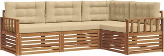 vidaXL Conjunto De Sof&aacute;s De Exterior 4 Uds. Natural Y Beige Vidaxl